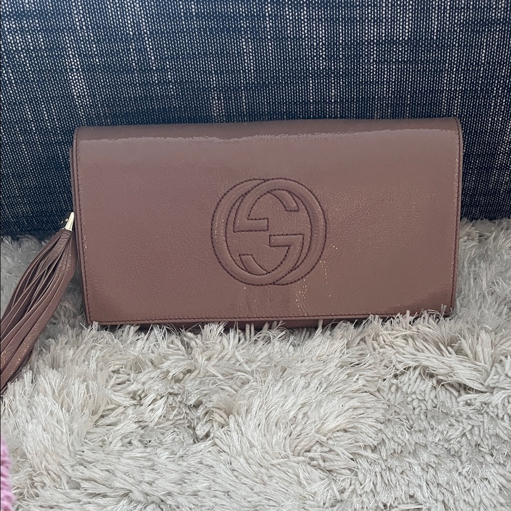 Gucci Nude Patent Leather Clutch